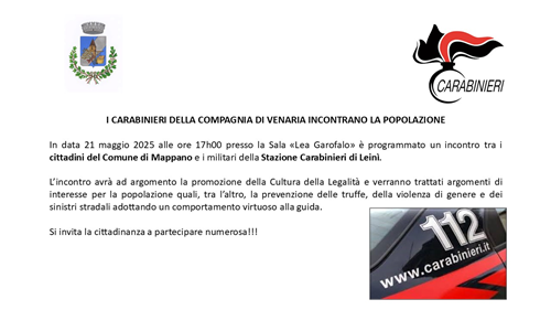 I Carabinieri della compagnia di Venaria Reale incontrano la popolazione