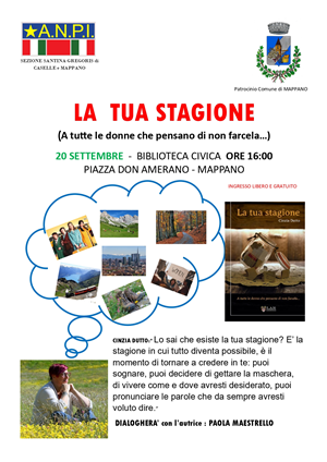 Presentazione del libro: "La tua stagione (A tutte le donne che pensano di non farcela…) di Cinzia Dutto