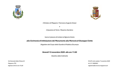 Cerimonia di Intitolazione del Monumento alla Memoria di Giuseppe Ciotta