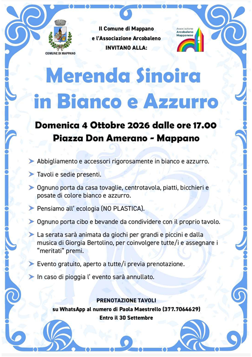 Merenda sinoira in bianco e azzurro