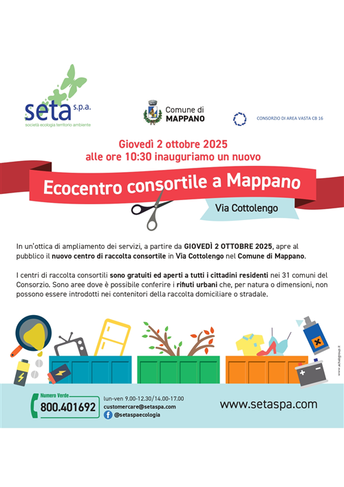 Ecocentro consortile a Mappano - Inaugurazione giovedì 2 ottobre ore 10,30